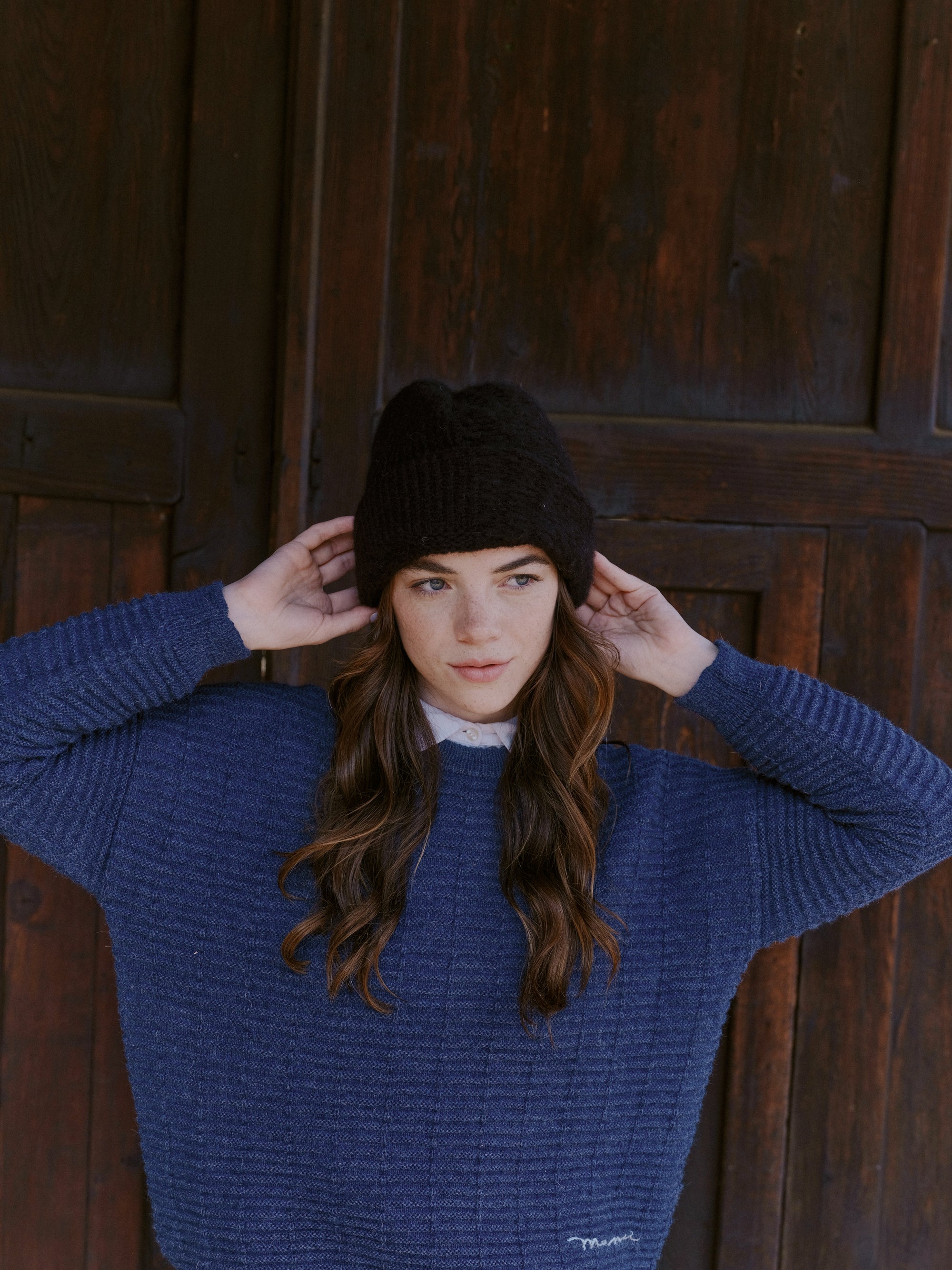 Beanie aus Baby Alpaka / Merino in Schwarz