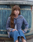 Strickjacke Andrea mit Rundhals in Hellblau aus 100% Alpaka