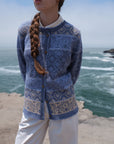 Strickjacke Andrea mit Rundhals in Hellblau aus 100% Alpaka