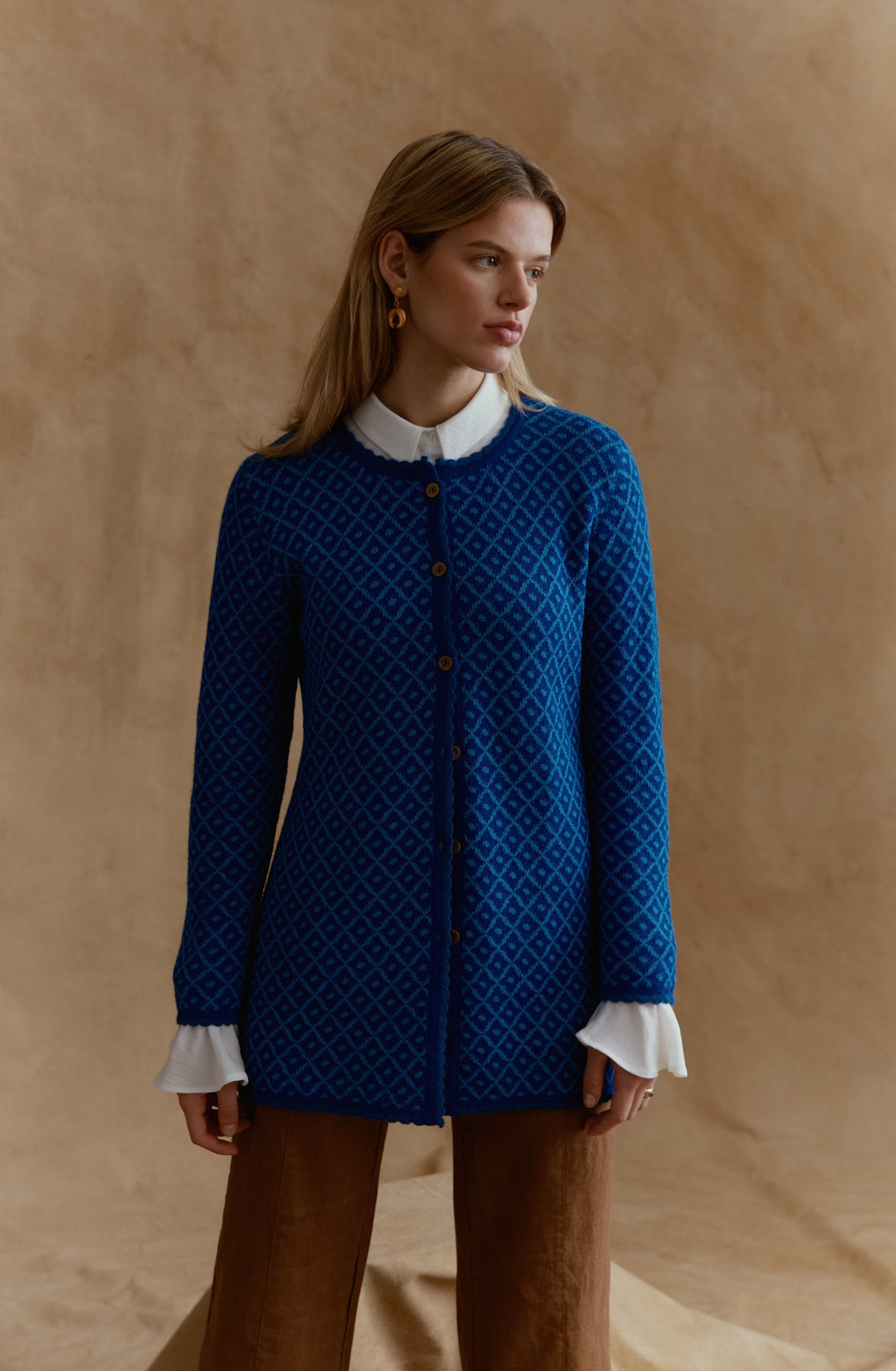 Long Alpaca Cardigan Aura in Blue