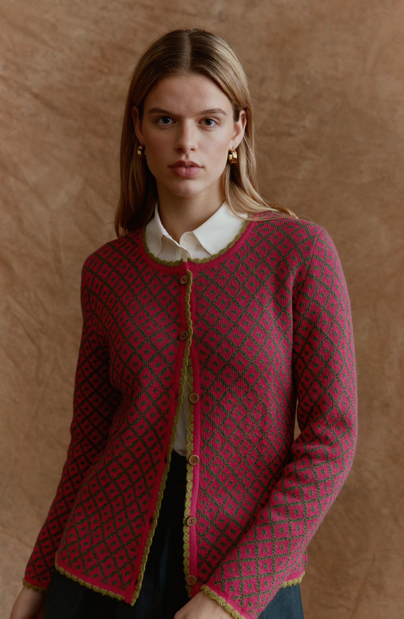 Aura alpaca cardigan in fuchsia