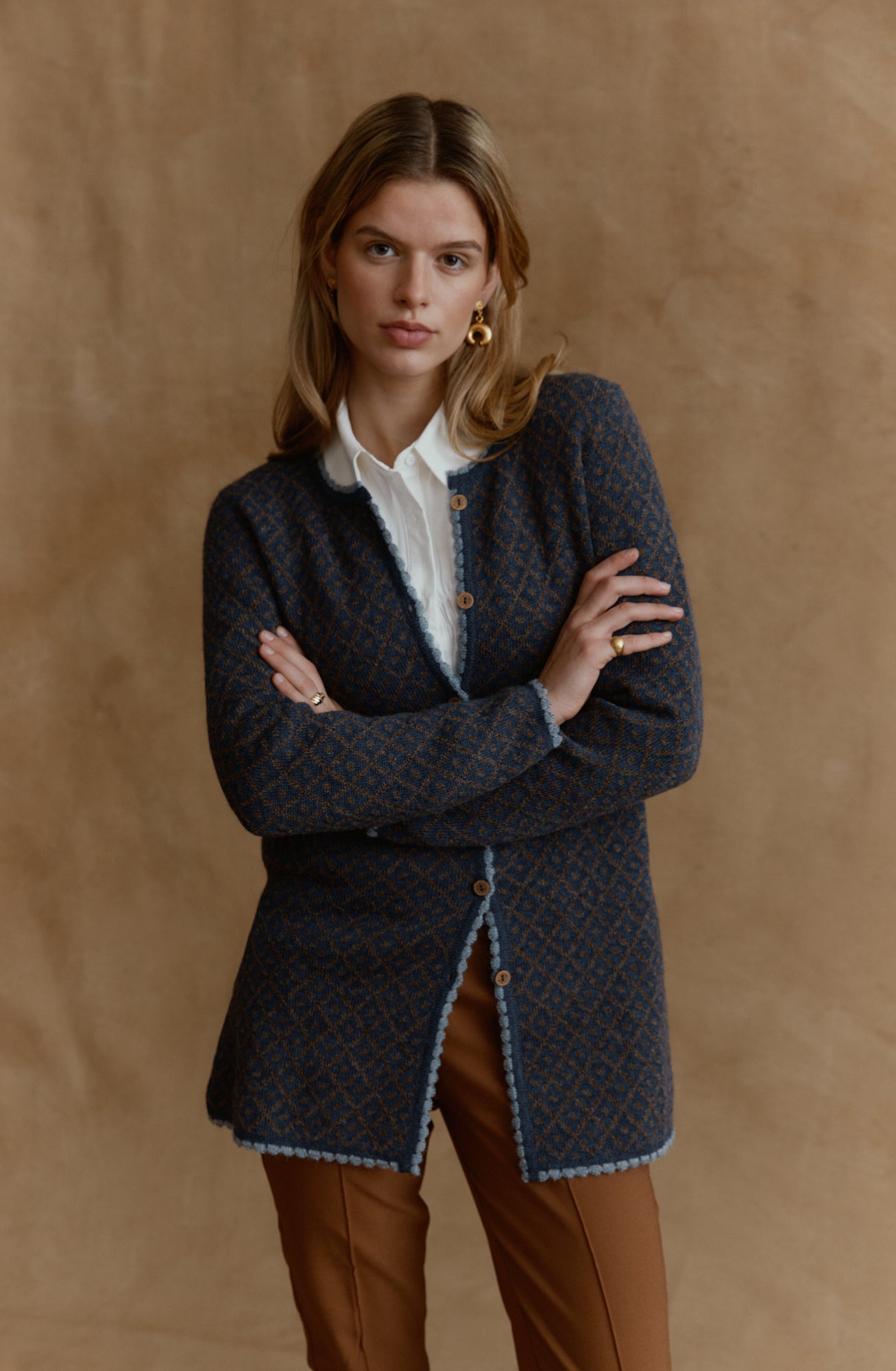 Long Alpaca Cardigan Aura in Jeans