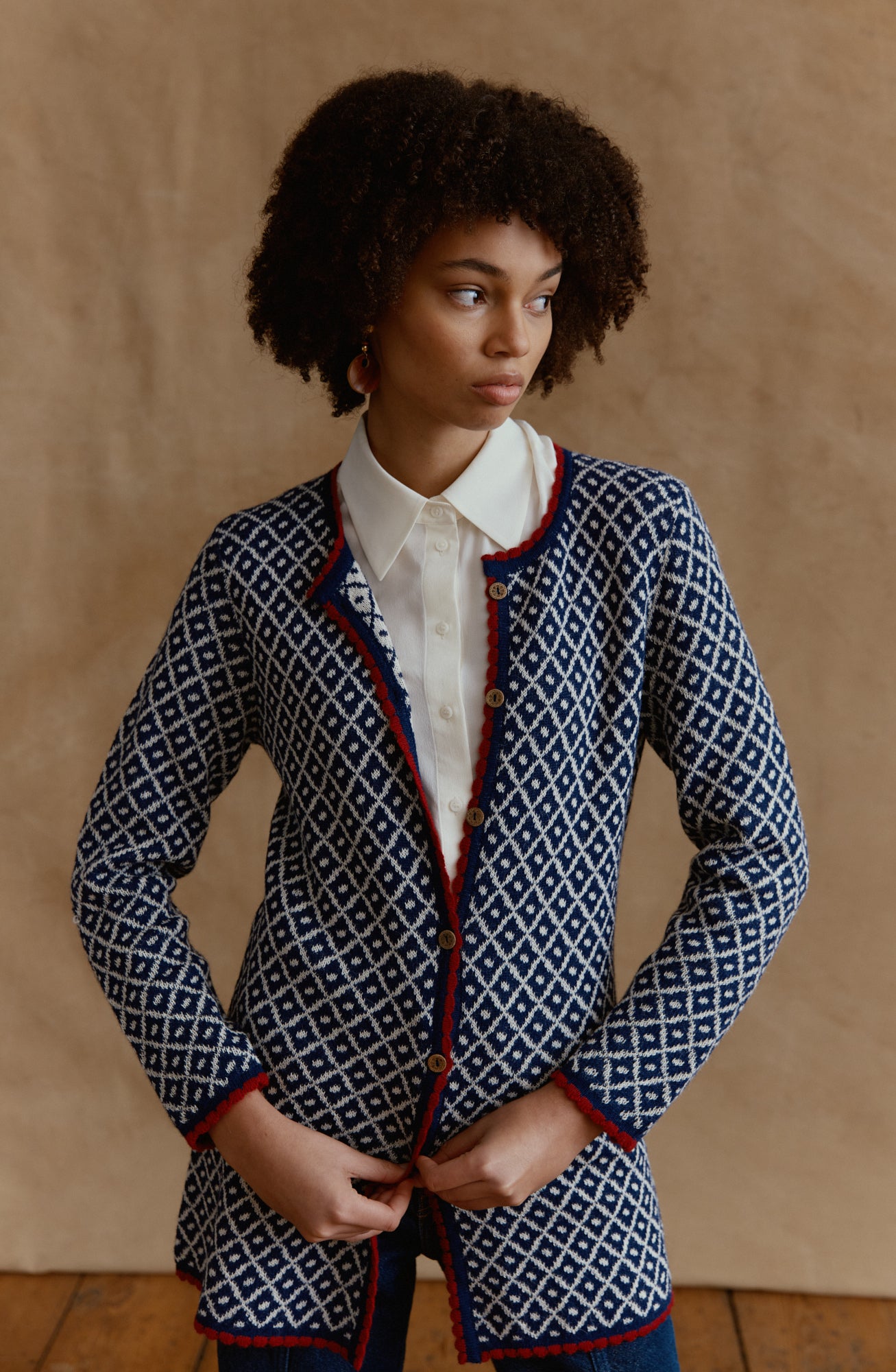 Langer Alpaka Cardigan Aura in Navy