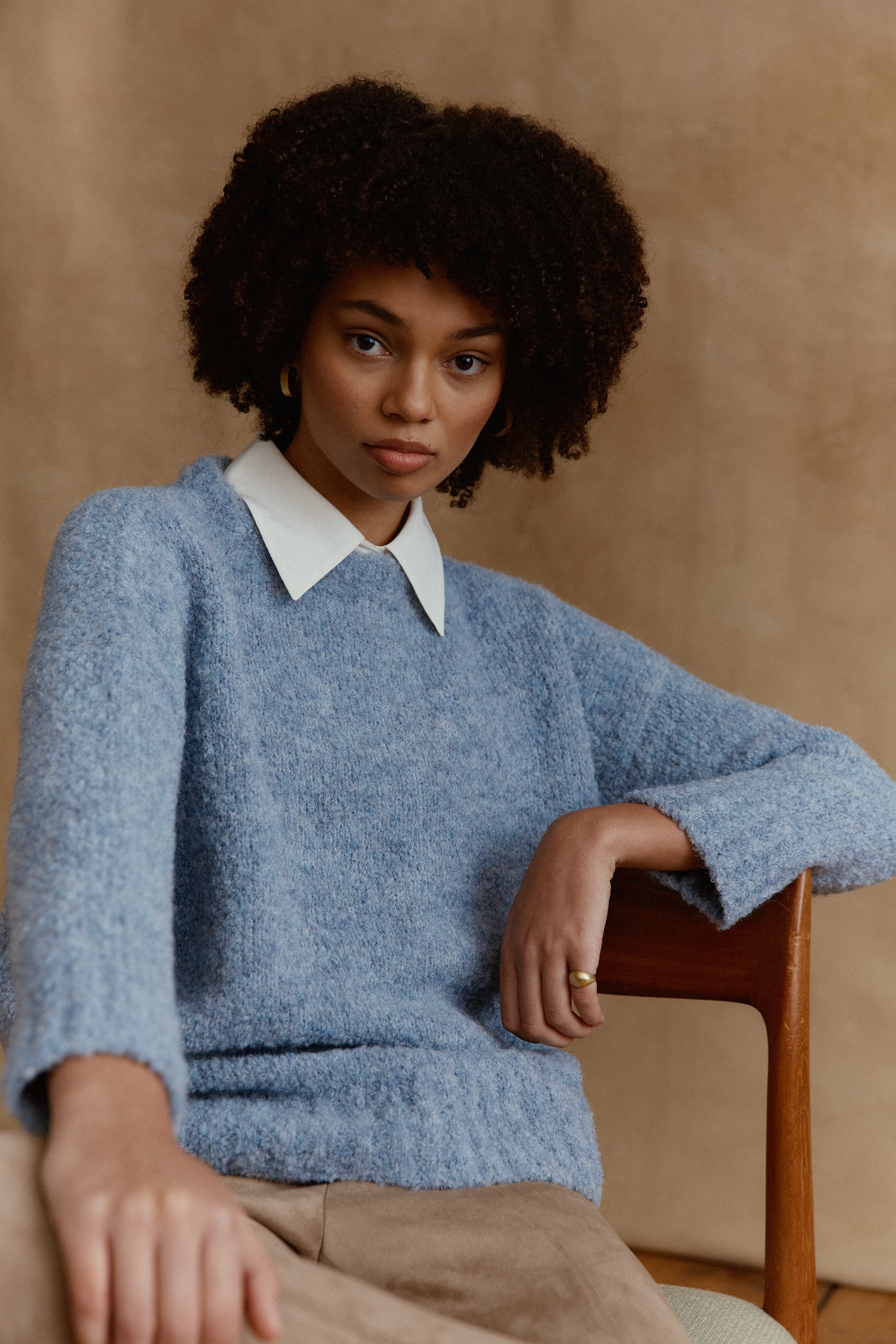 Alpaka Vero Rundhals Pullover in Hellblau