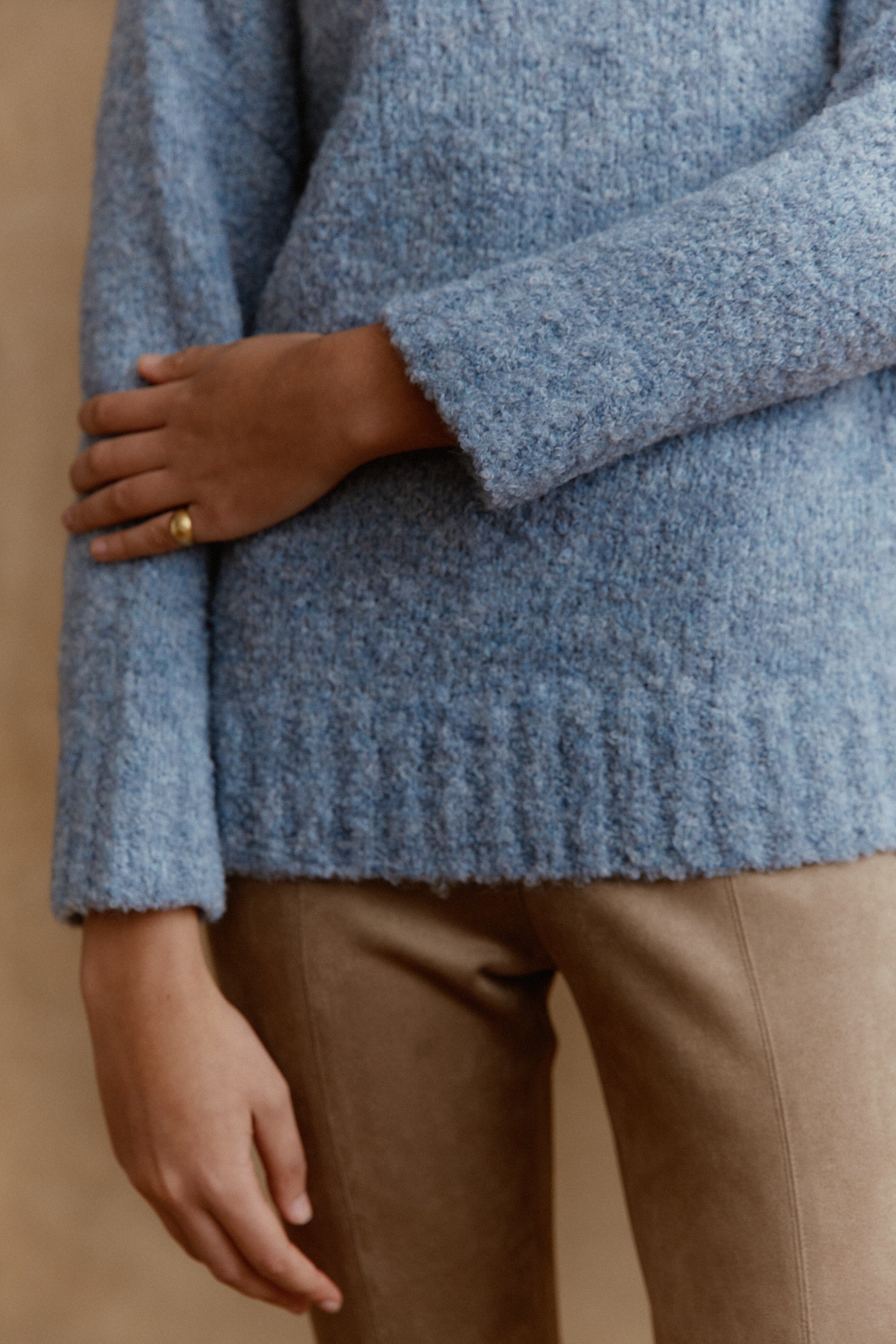 Alpaka Vero Rundhals Pullover in Hellblau