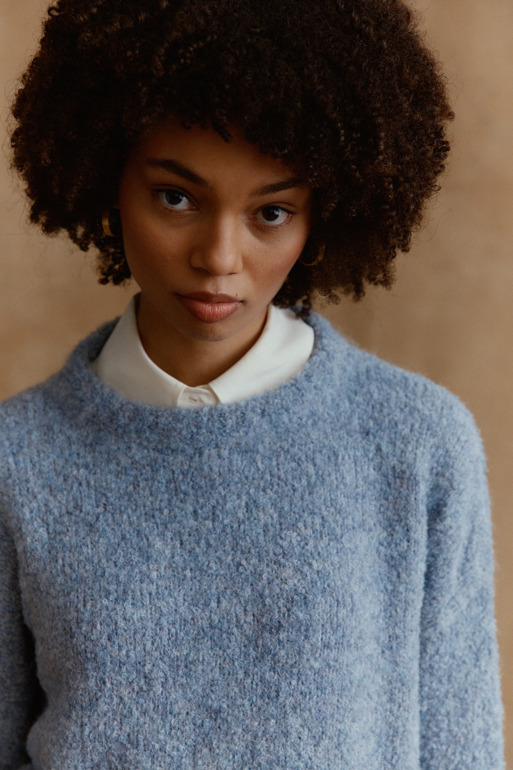 Alpaka Vero Rundhals Pullover in Hellblau