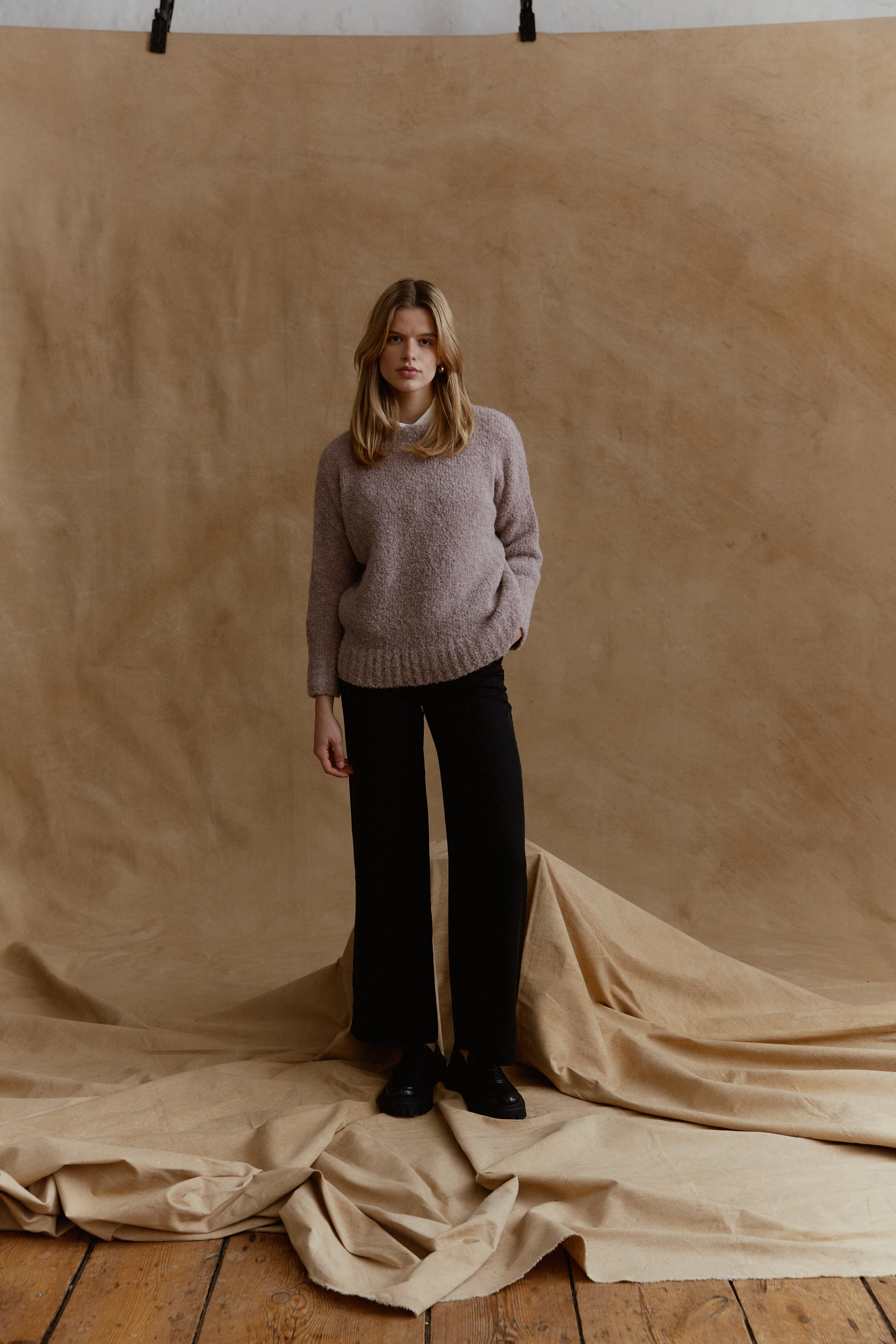 Alpaka Vero Rundhals Pullover in Rosé