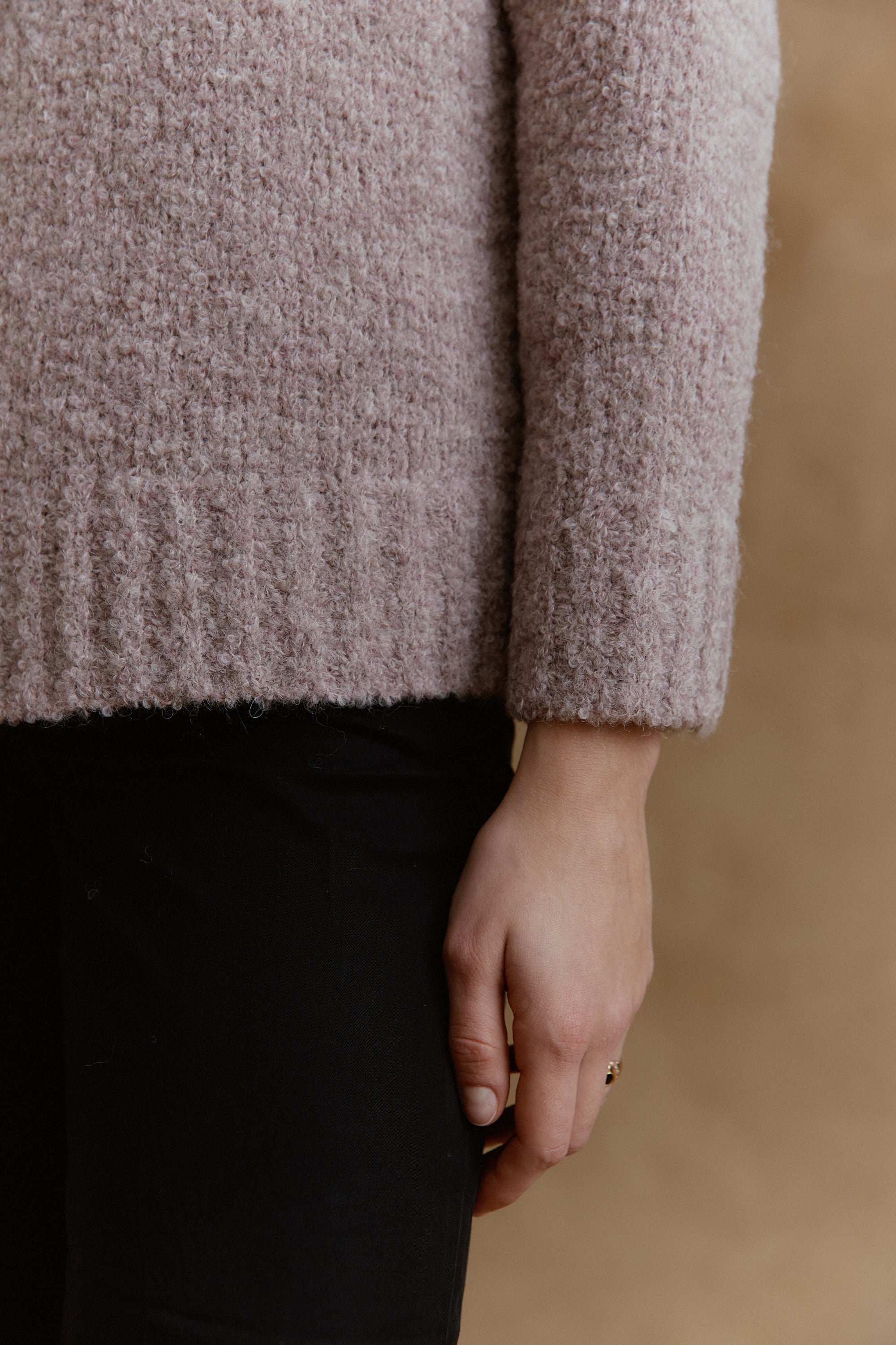 Alpaka Vero Rundhals Pullover in Rosé