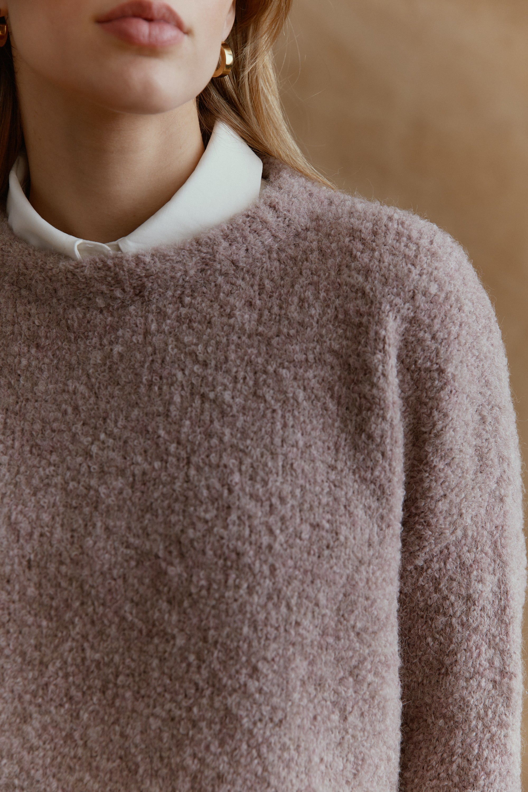 Alpaka Vero Rundhals Pullover in Rosé