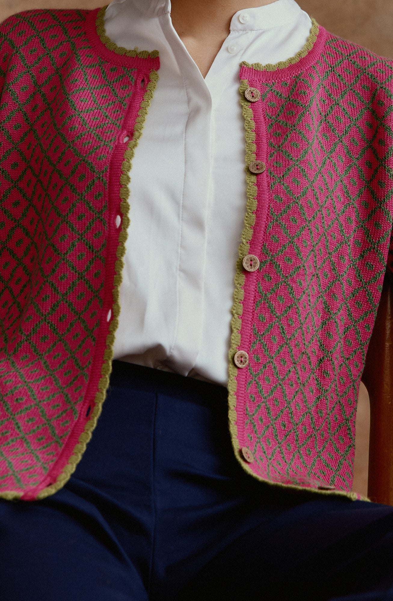 Aura alpaca cardigan in fuchsia