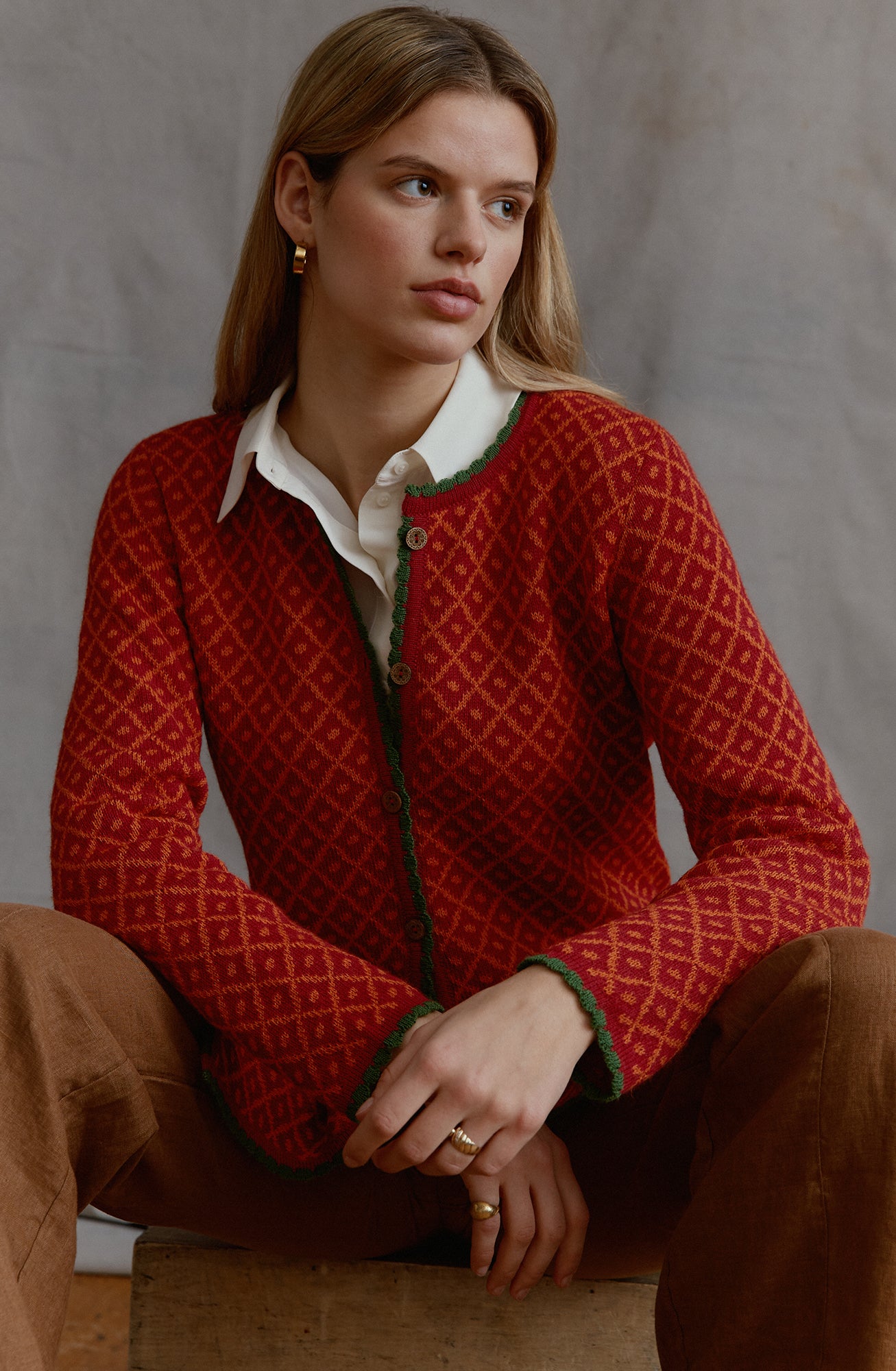 Aura Alpaka Cardigan in Orange
