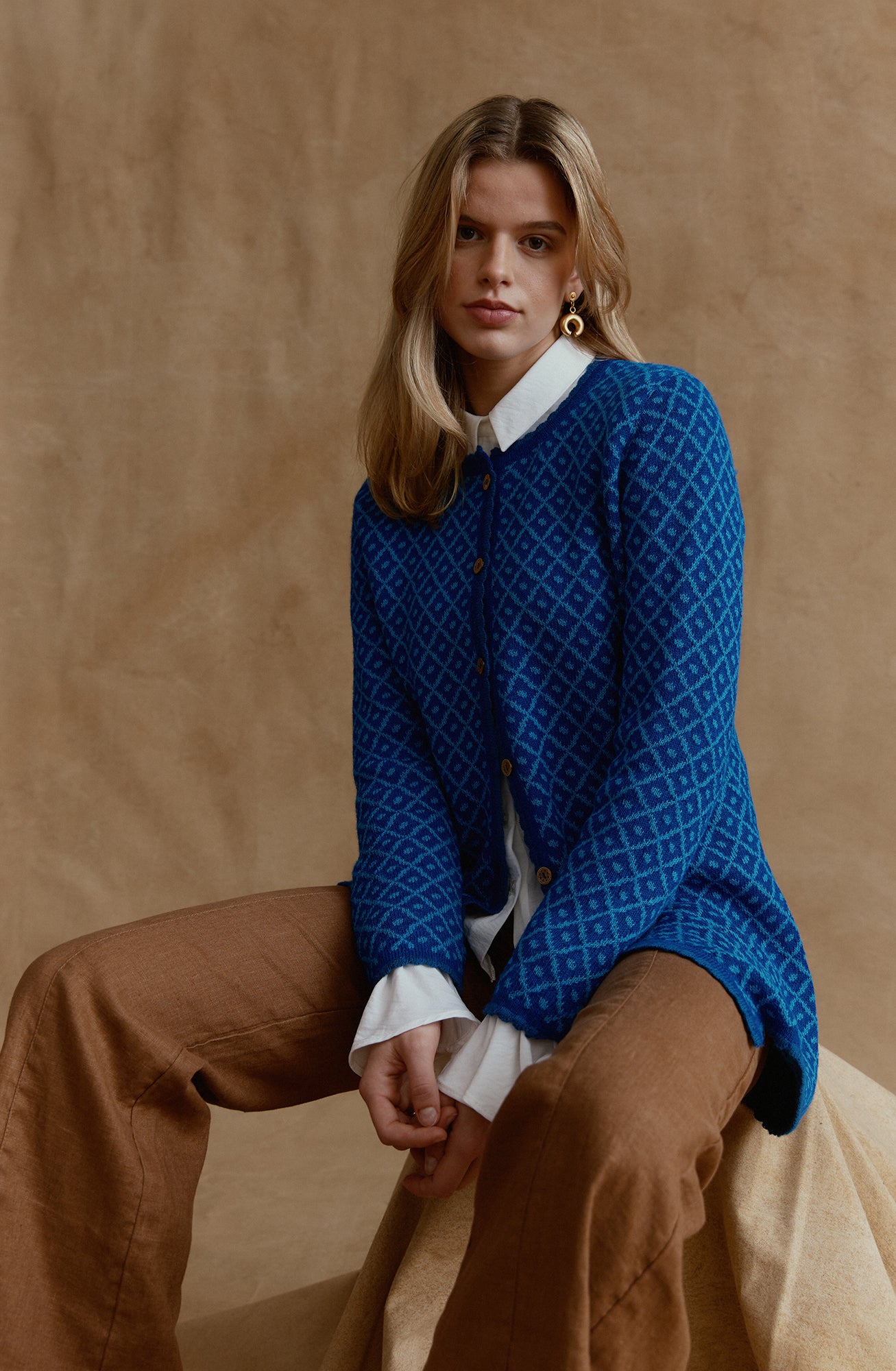 Long Alpaca Cardigan Aura in Blue