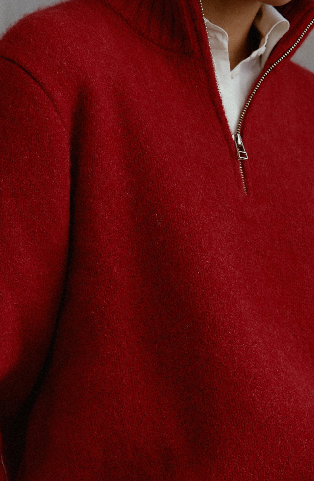 Troyer high-neck sweater made of alpaca in red