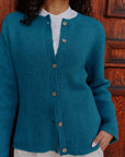 Alpaka Strickjacke in Türkis von Manuela Bedford