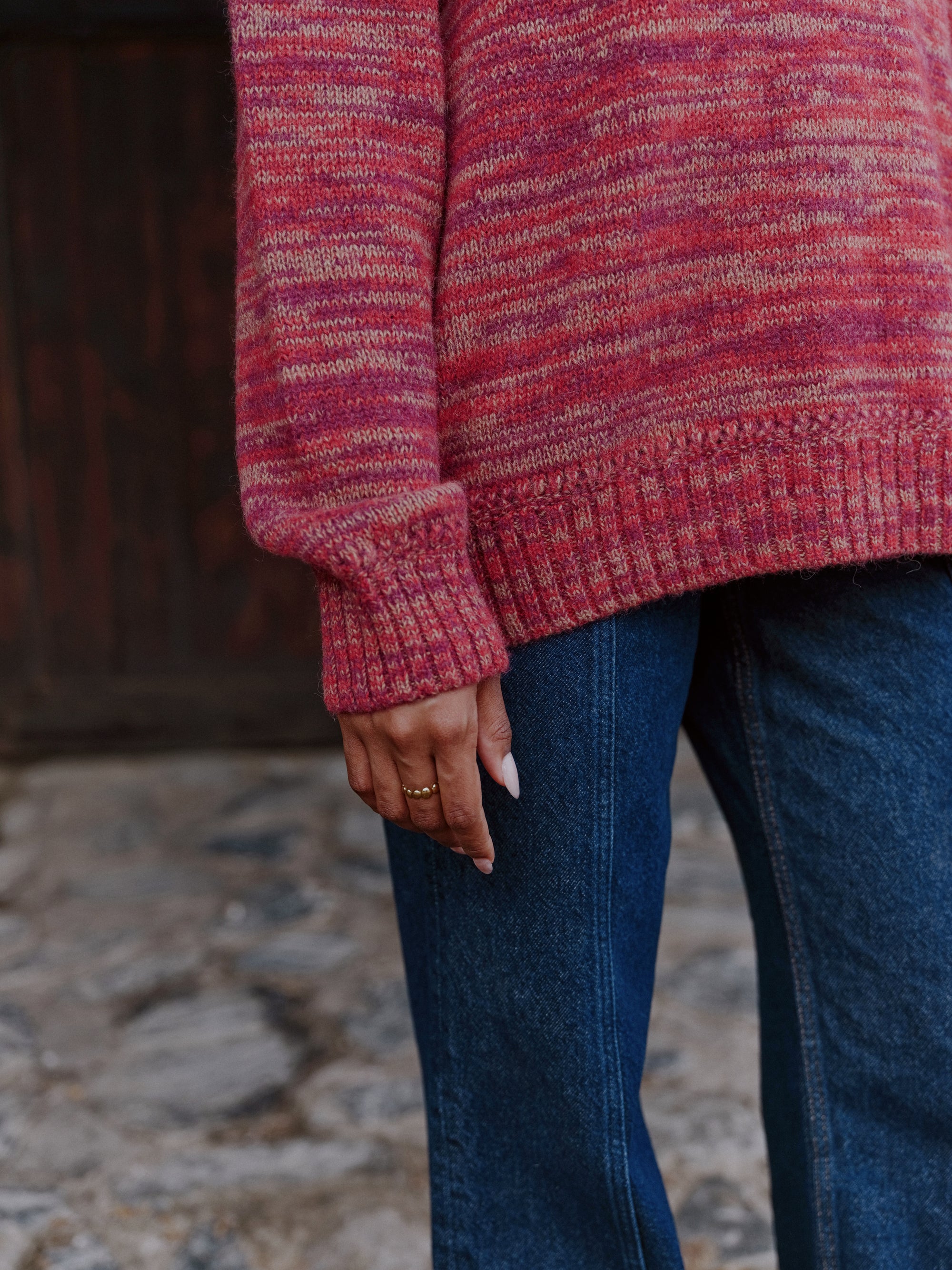Alpaka Strickjacke in Rot Multi  von Manuela Bedford