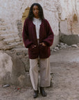 Oversized Baby Alpaka Strickjacke in Berry von Manuela Bedford