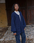 Alpaka Strickjacke in Jeans von Manuela Bedford