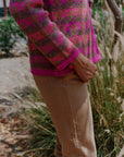 Alpaka Strickjacke Cleo von Manuela Bedford in Fuchsia Schnittansicht