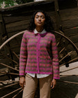Alpaka Strickjacke Cleo in Fuchsia von Manuela Bedford Frontansicht