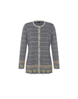 Alpaka Jacquard Strickjacke in Marine von Manuela Bedford