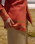 Alpaka Jacquard Strickjacke in Orange von Manuela Bedford
