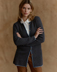 Lange Alpaka Strickjacke Aura in Jeans von Manuela Bedford