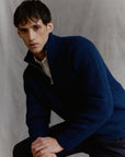 Alpaka Pullover mit Stehkragen in Marine