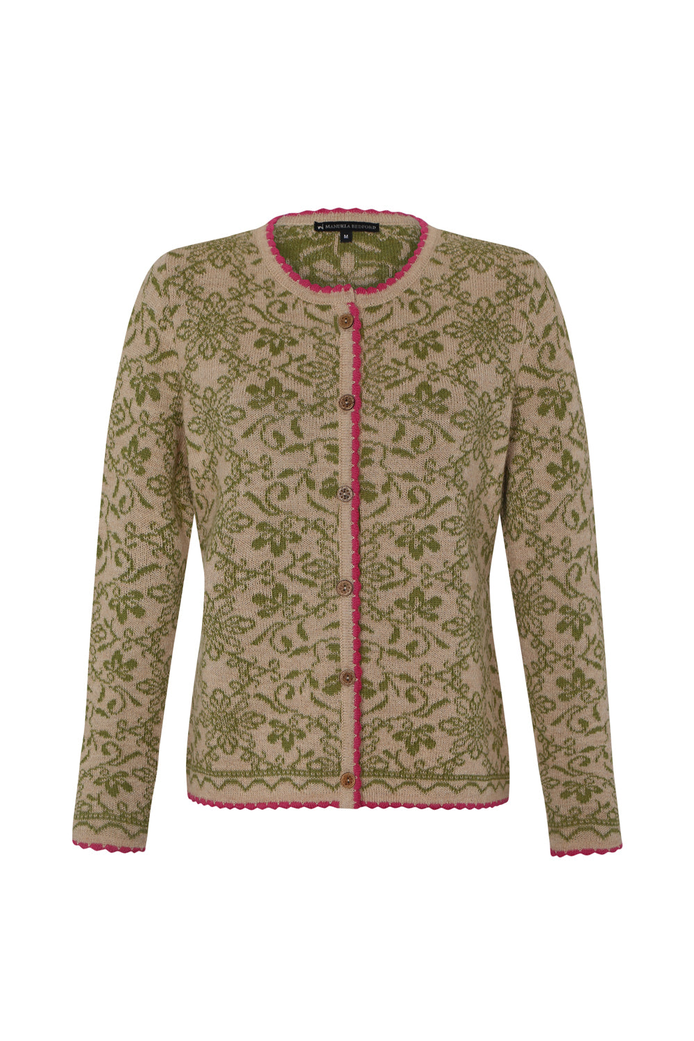 Cardigan in green made of 100% alpaca wool