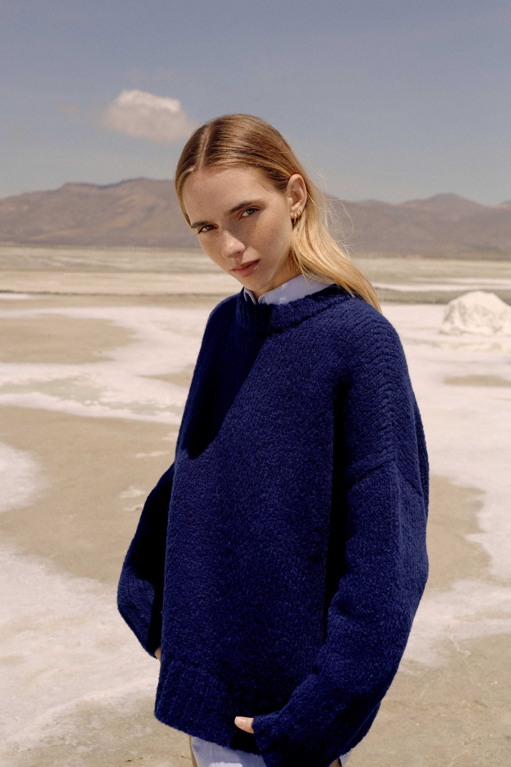 Damen Alpaka Pullover in Marine