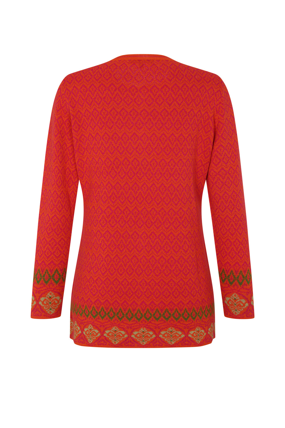 Alpaka Jacquard Cardigan Karo in Orange