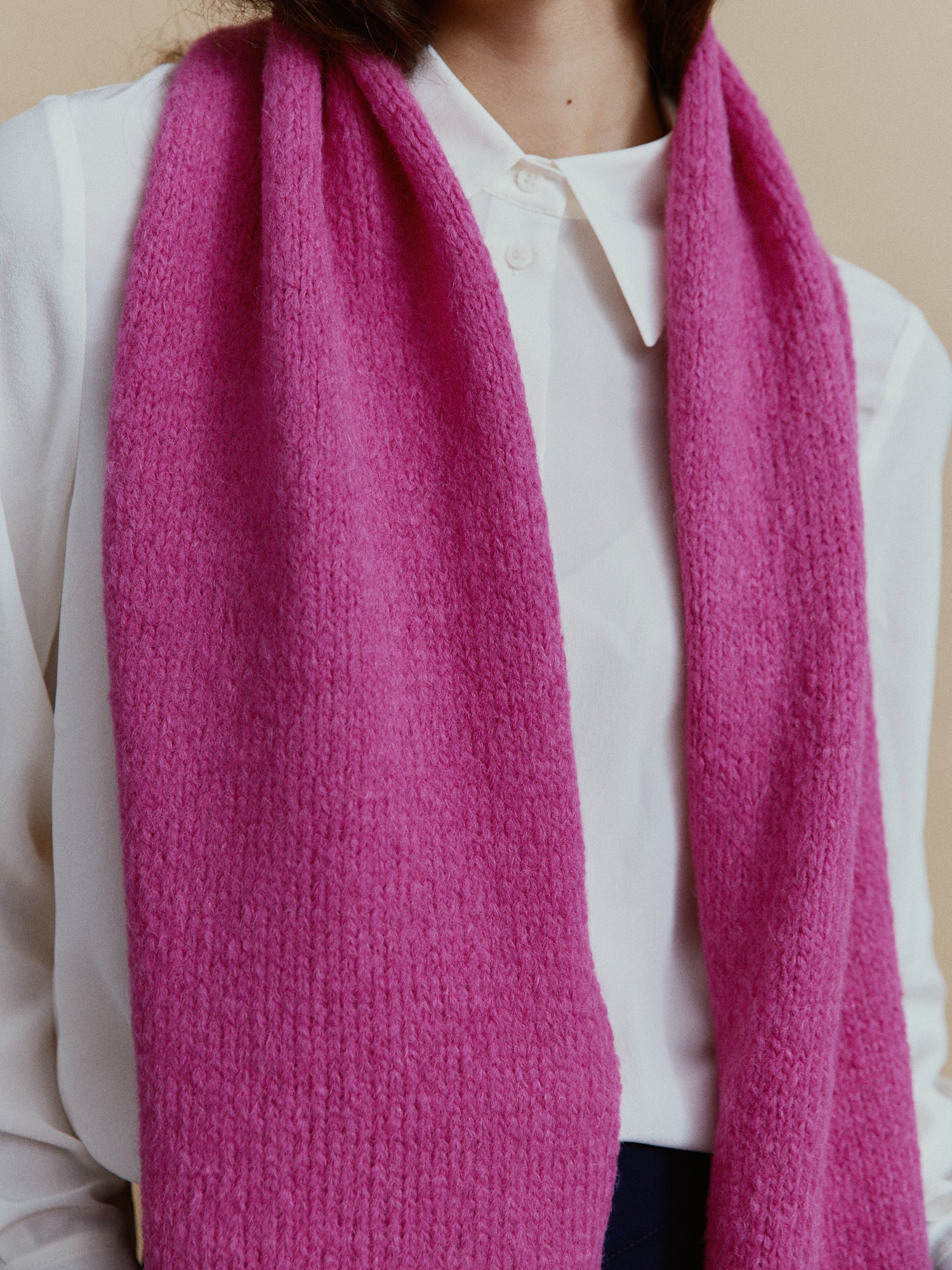 Weicher Alpaka Schal in Fuchsia