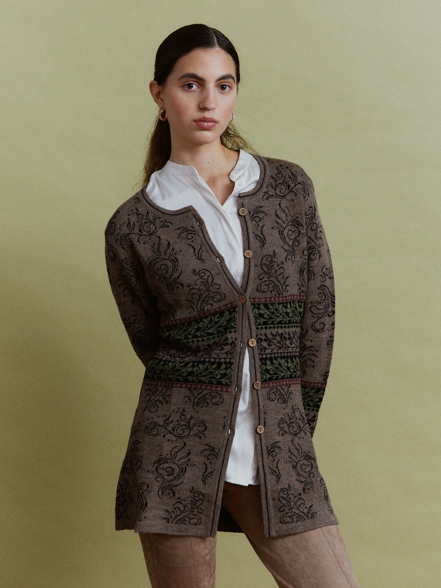 Langer Cardigan Luz aus 100% Baby Alpaka Wolle