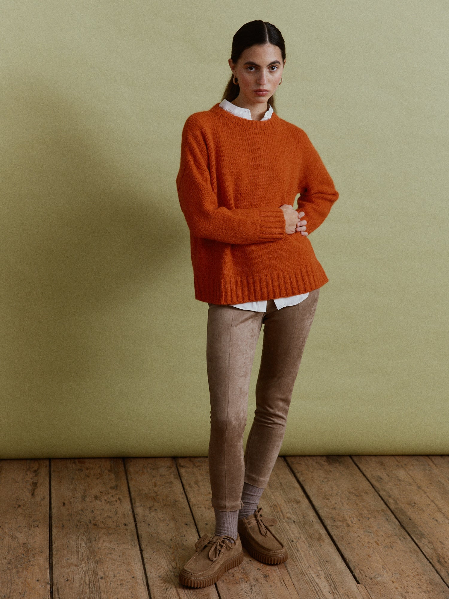 Damen Alpaka Pullover in Orange