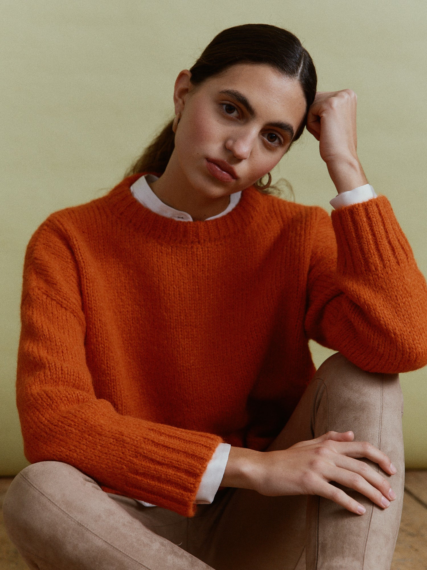 Damen Alpaka Pullover in Orange
