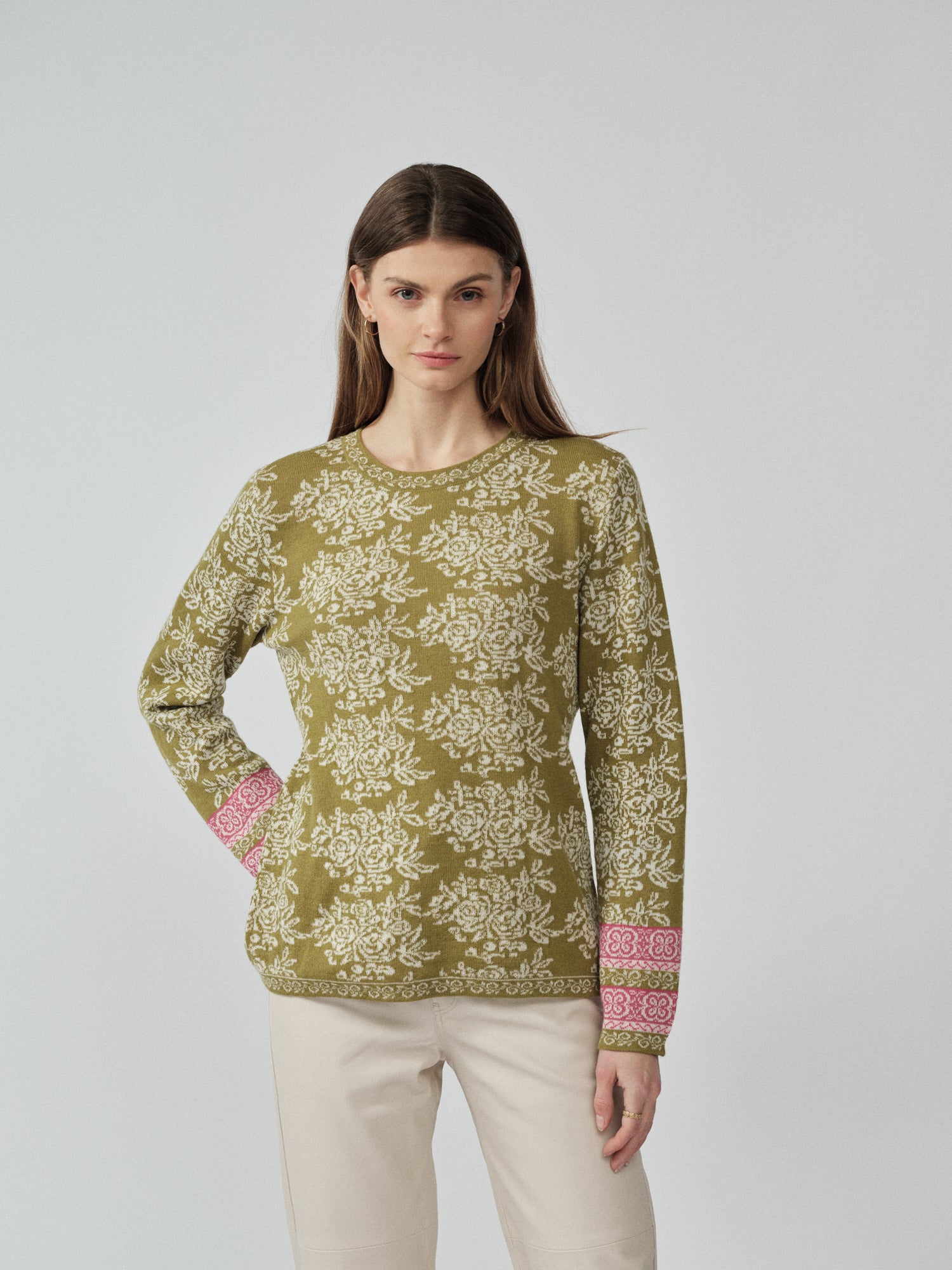 Damen Alpaka Rundhals Pullover