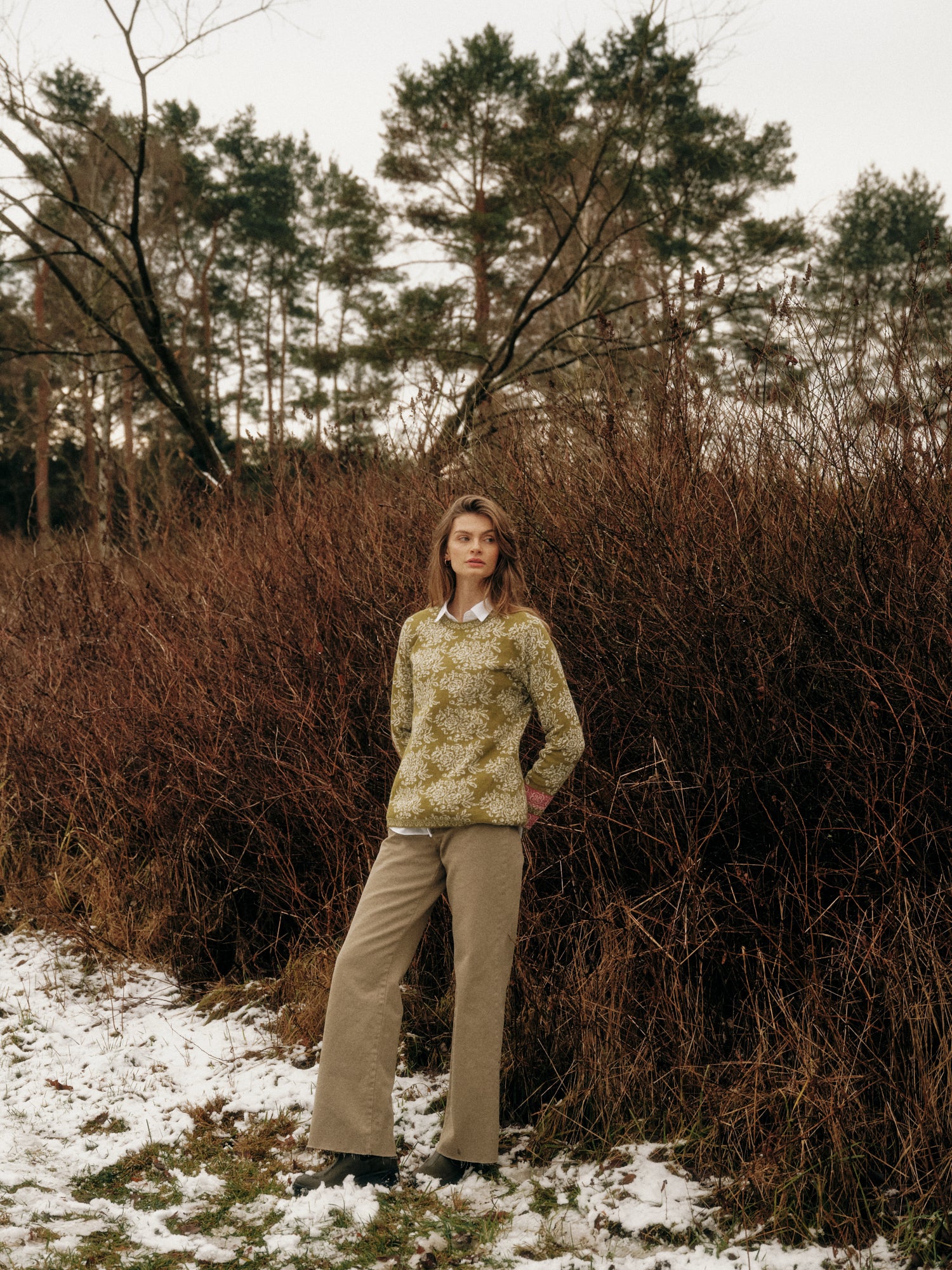 Damen Alpaka Rundhals Pullover