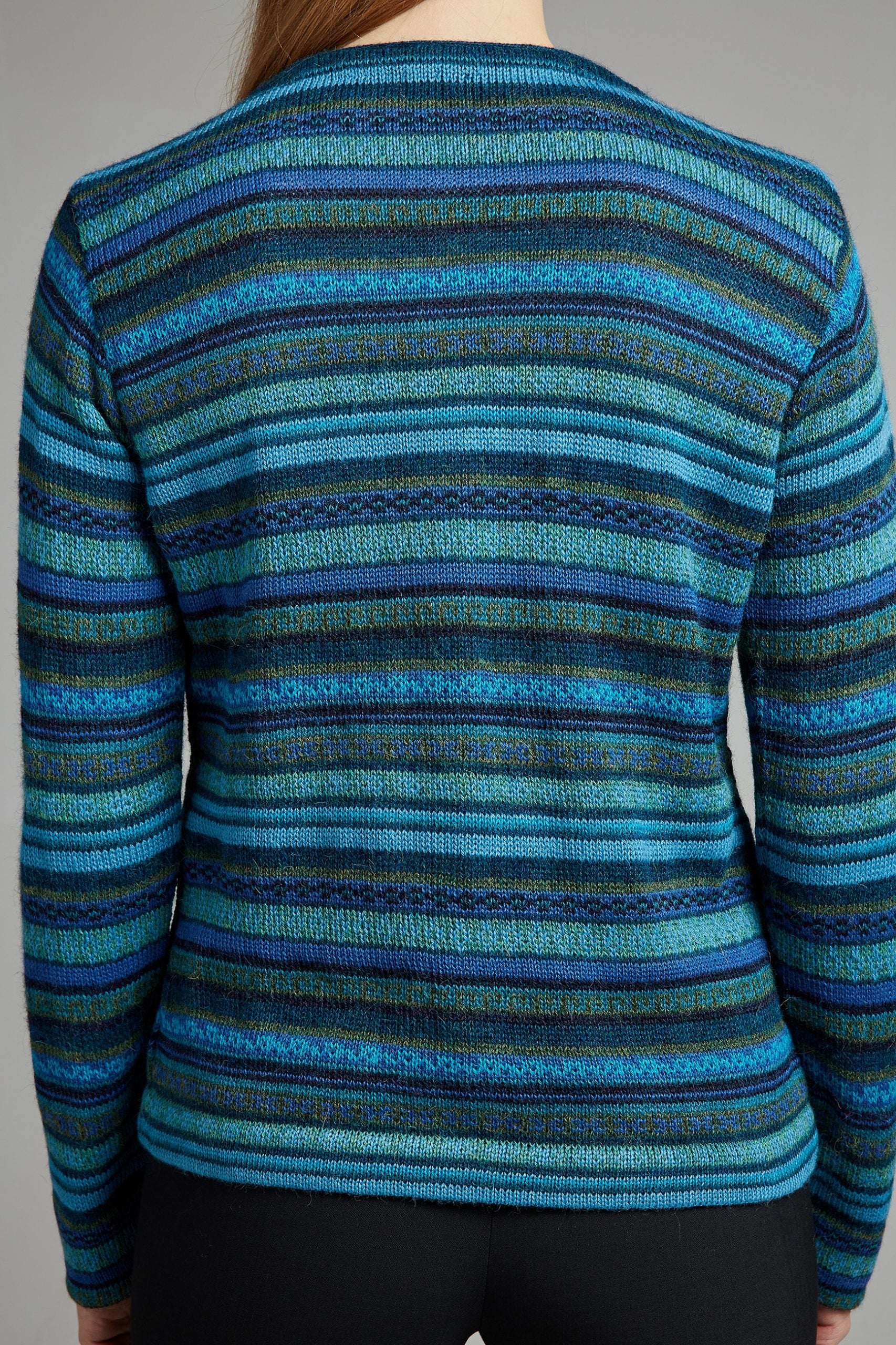 Rayas Alpaka Strickjacke in Türkis