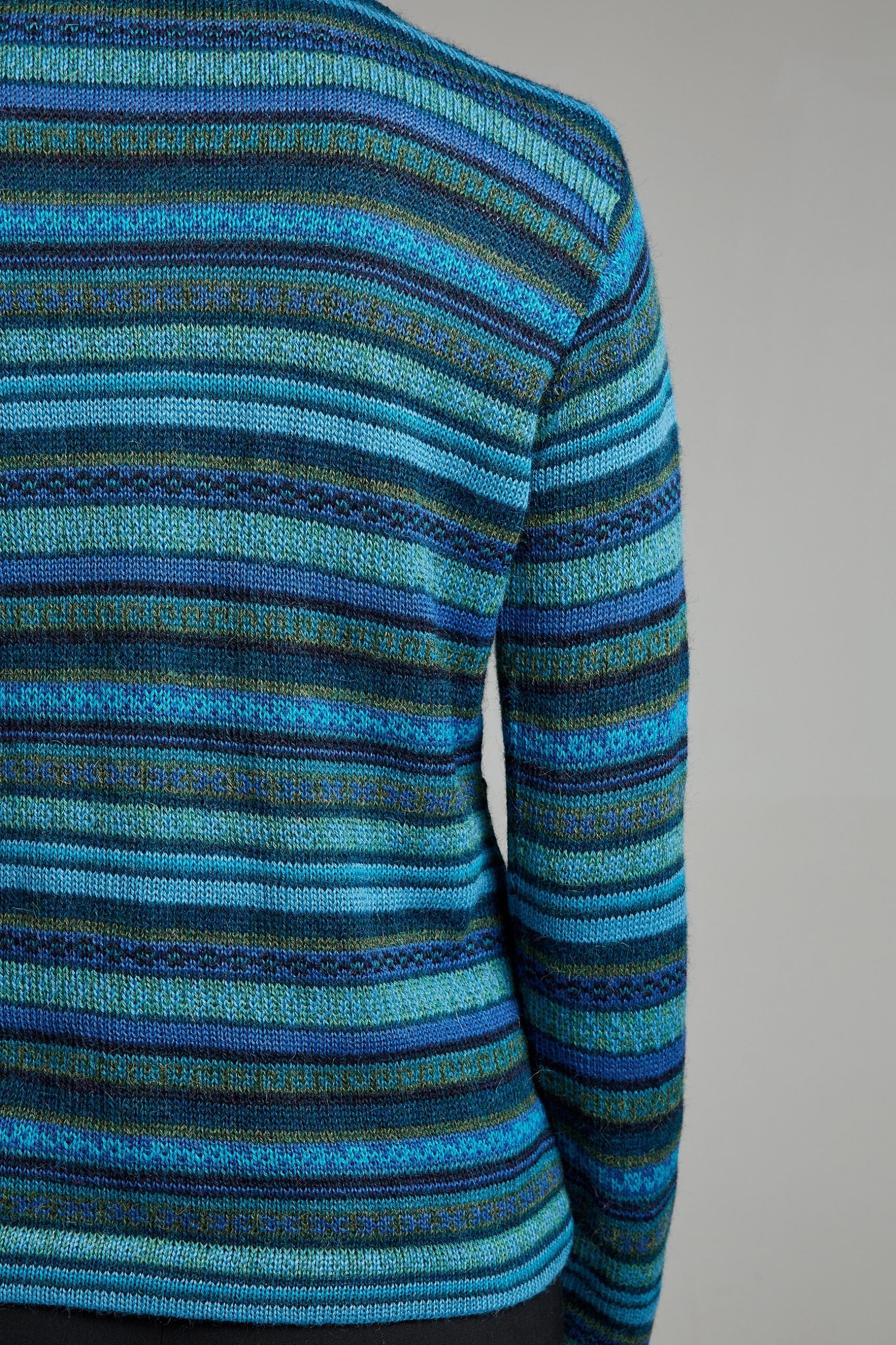 Rayas Alpaka Strickjacke in Türkis