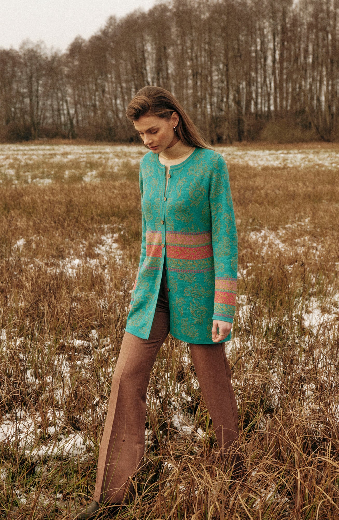 Alpaka Cardigan in Türkis von Manuela Bedford