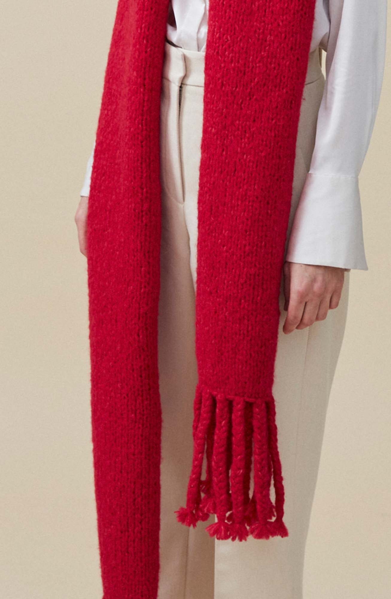 Alpaka Schal in Rot im Oversize Look