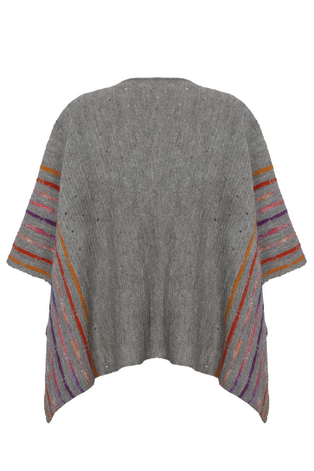 Alpaca poncho with striped pattern