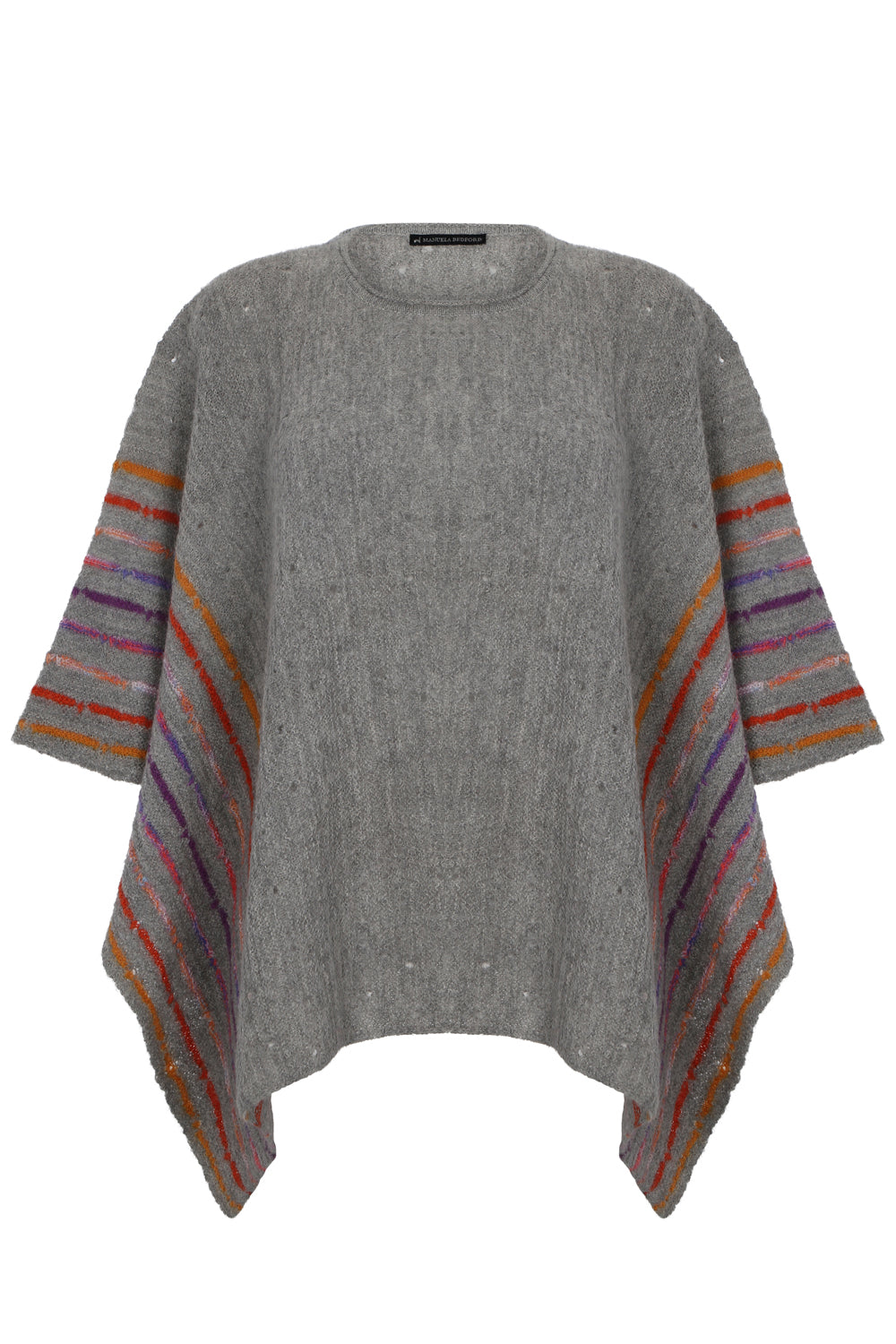 Alpaca poncho with striped pattern