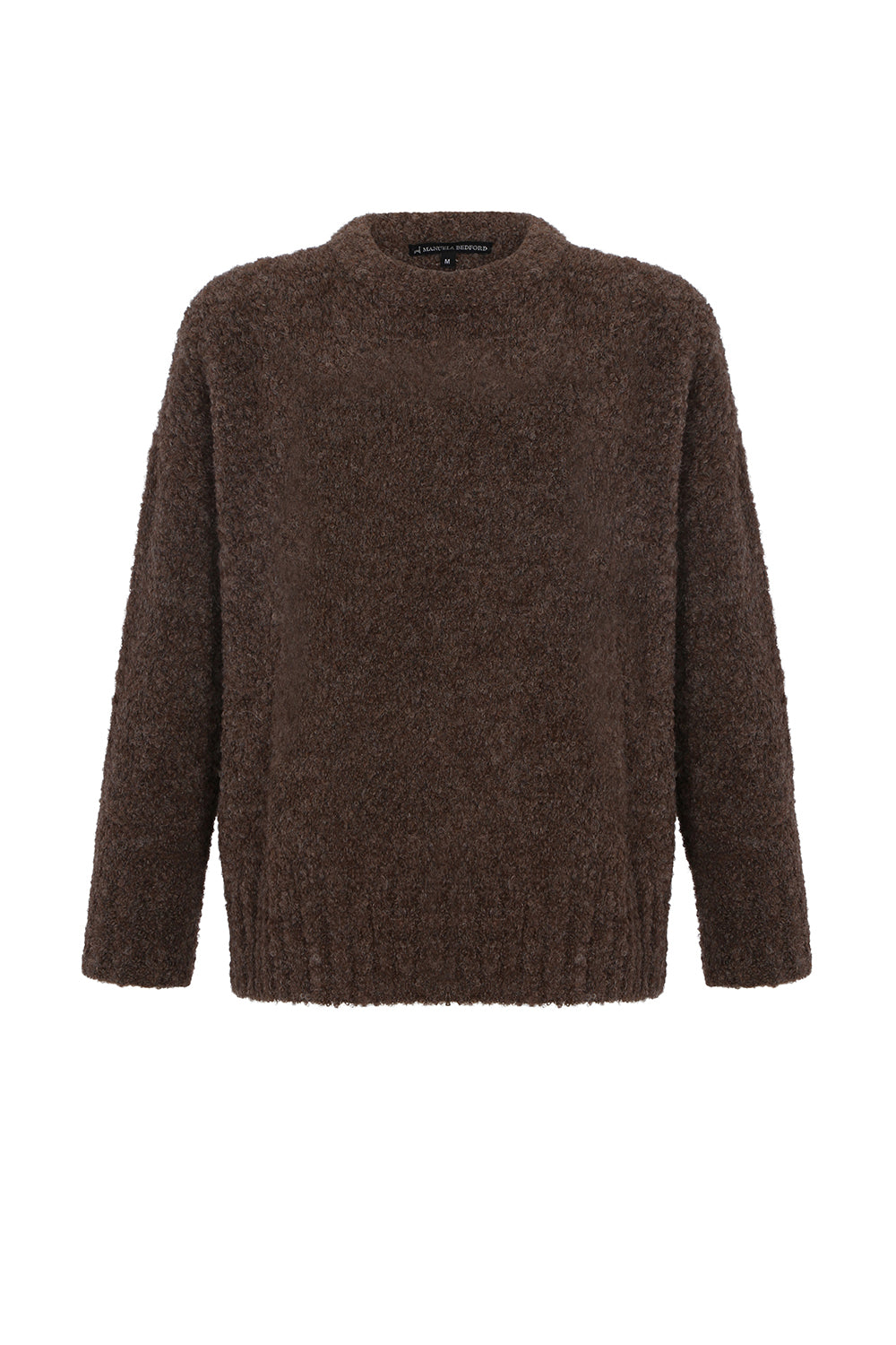 Damen Alpaka Bouclé Pullover in Braun