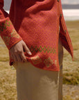 Alpaka Jacquard Strickjacke in Orange von Manuela Bedford