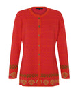 Alpaka Jacquard Strickjacke in Orange von Manuela Bedford