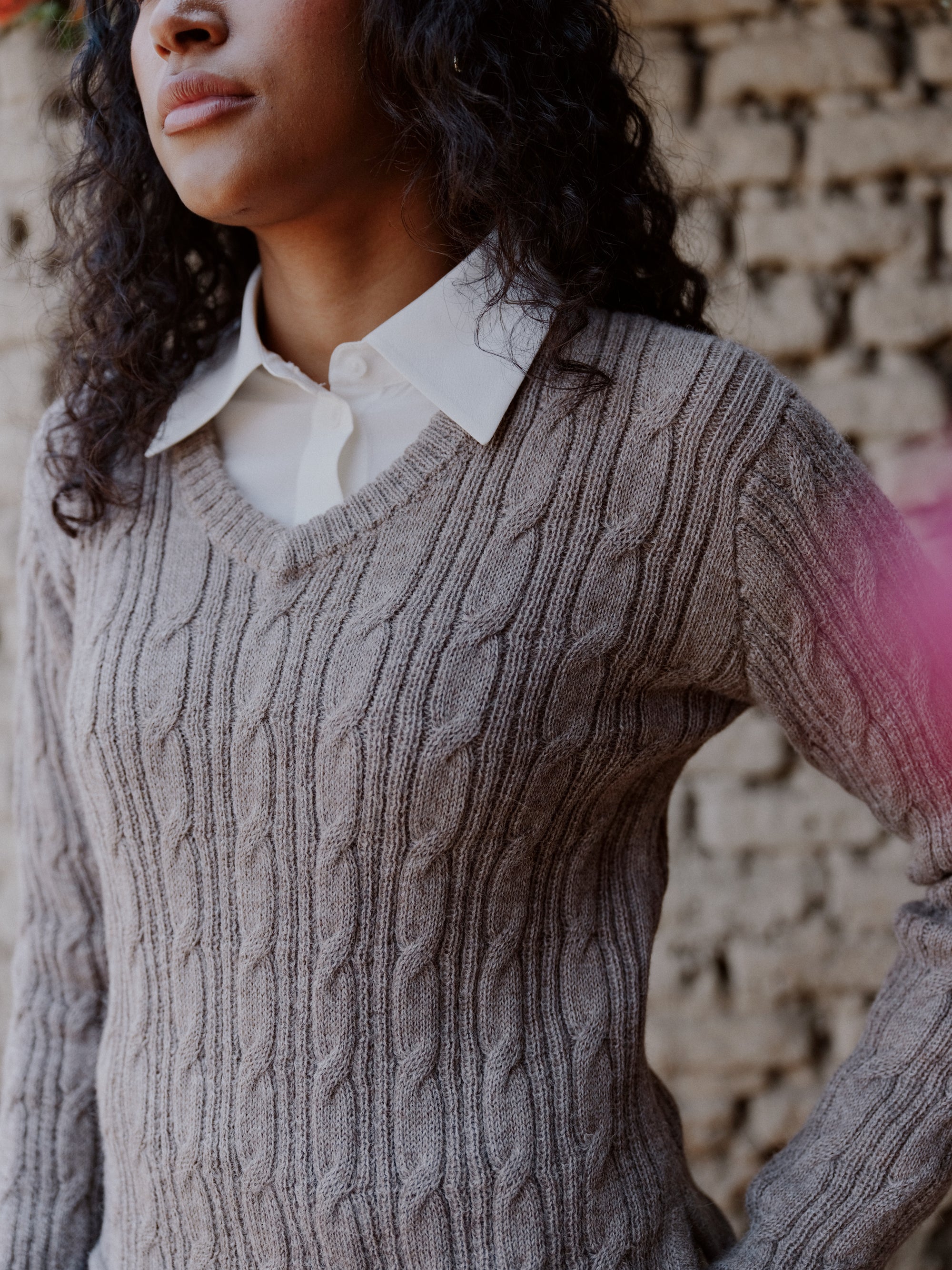 Pullover aus reiner Baby Alpaka Wolle in Taupe