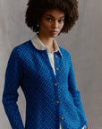 Alpaka Jacquard Strickjacke Aura in Blau von Manuela Bedford