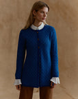 Lange Alpaka Strickjacke Aura in Blau von Manuela Bedford