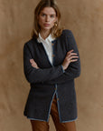 Lange Alpaka Strickjacke Aura in Jeans von Manuela Bedford