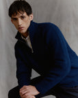 Alpaka Pullover mit Stehkragen in Marine
